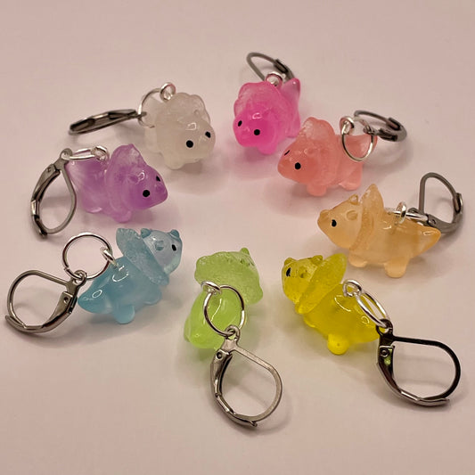 Tiny Triceratops Stitch Markers