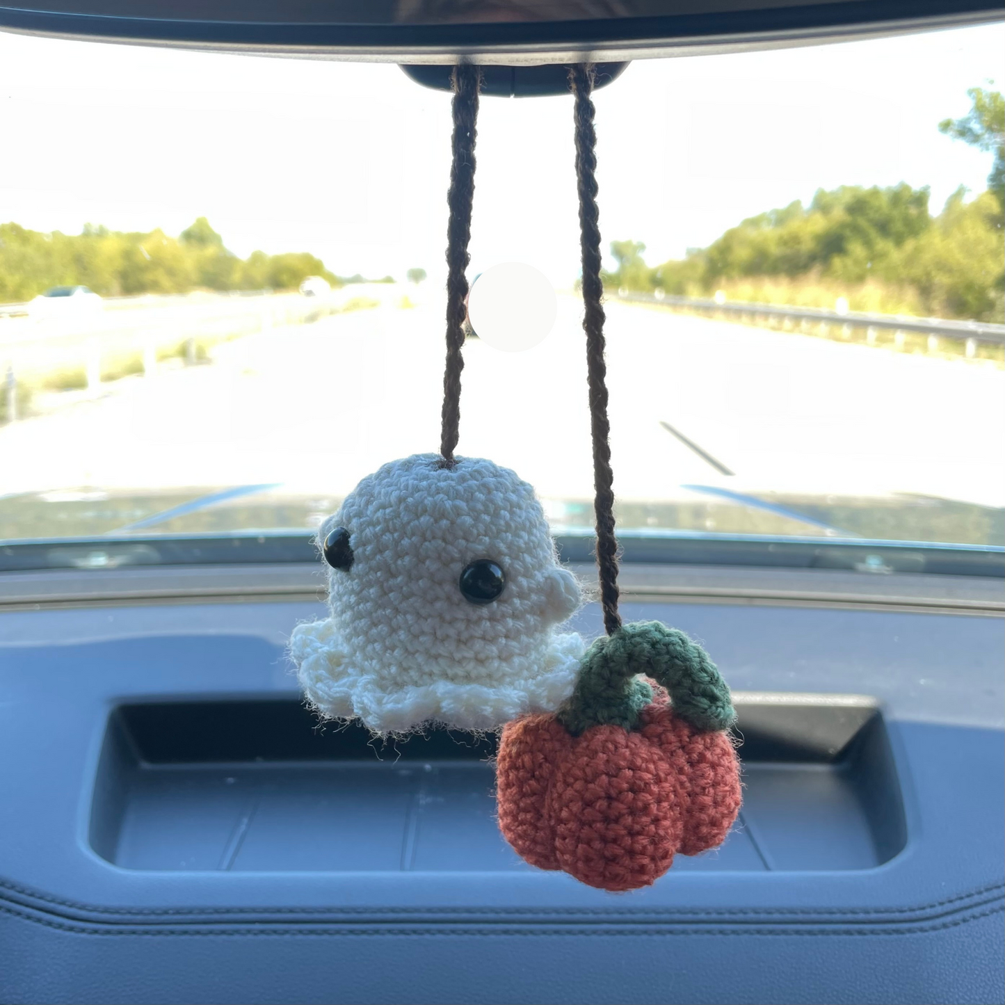 Pumpkin Ghost Car Hanger - Low Sew Crochet Pattern